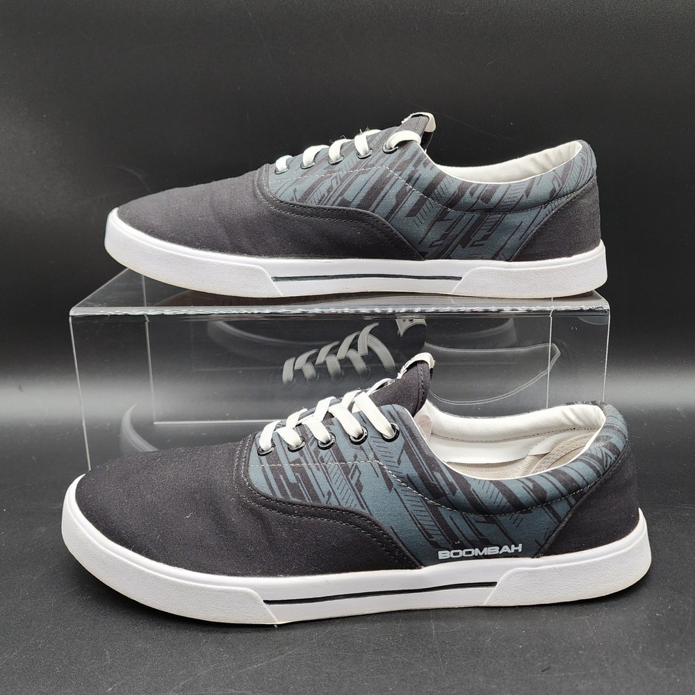 Boombah 11.5 Black Gray Graphic Canvas Low Top Sneaker Skater Casual Sporty Shoe